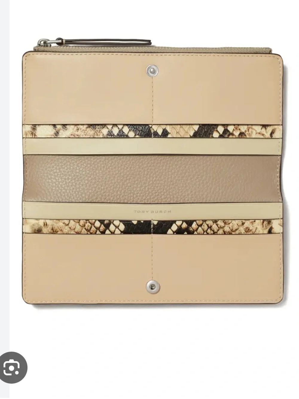 New! Tory Burch Robinson Slim snake embossed Leather wallet